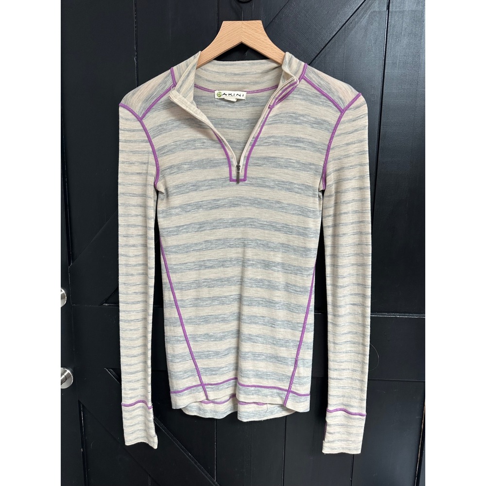 Dakini 100% Merino Wool Base Layer Quarter Zip Pullover Women's XS Hiking - Picture 2 of 9